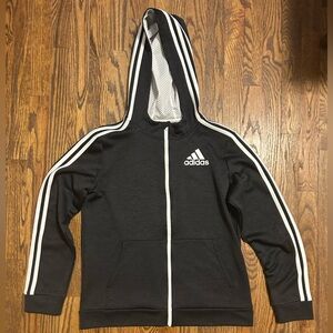 adidas Black & White Kids Full-Zip Hooded Jacket